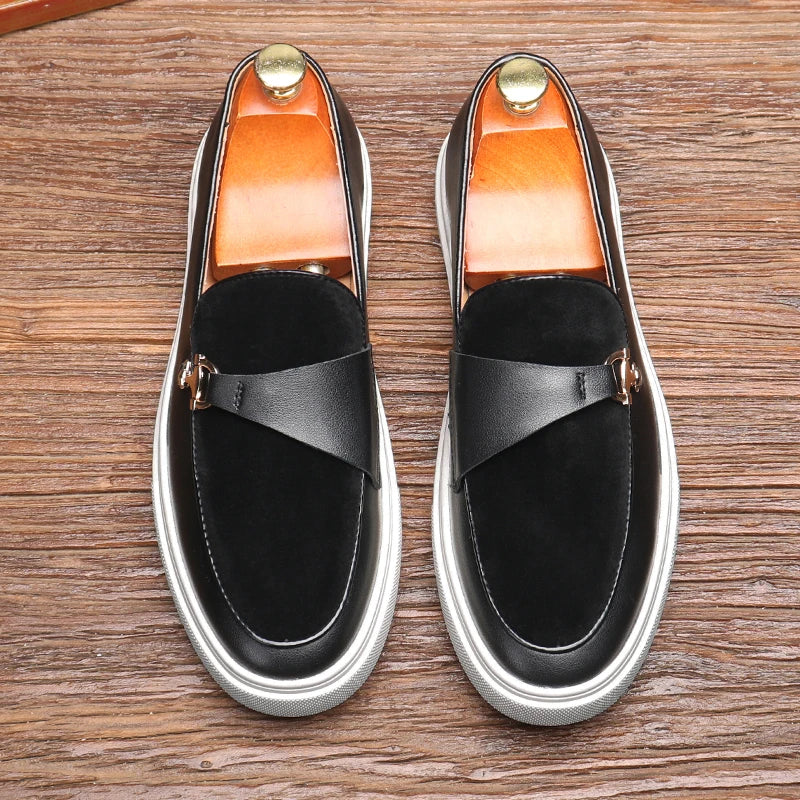 Fashion Men's Casual Slip-on Leather Shoes Men Classic British Style Penny Loafers Mens Outdoor Board Shoe Driving Flats - Sun Studio