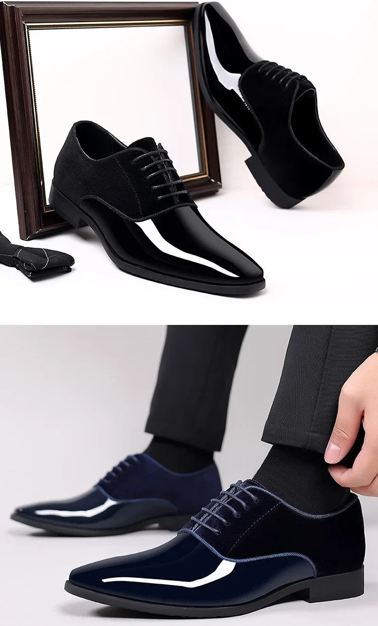 New Oxford Men's Pointed Toe Dress  Luxury Lacquer Wedding Shoes Classic Derby Shoes 2023 Leather Shoes Size 38-50 - Sun Studio