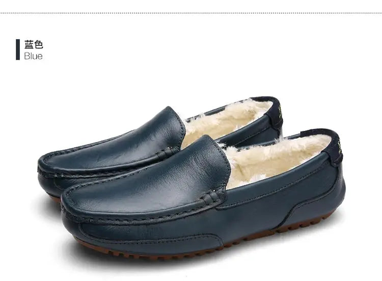 Winterfell Loafers Herren Freizeit Schuhe Baumwolle Leder Dress Schuhe Slip-On Flats Plüsch Herren Mokassins Fleece gefüttert Fahrerschuhe