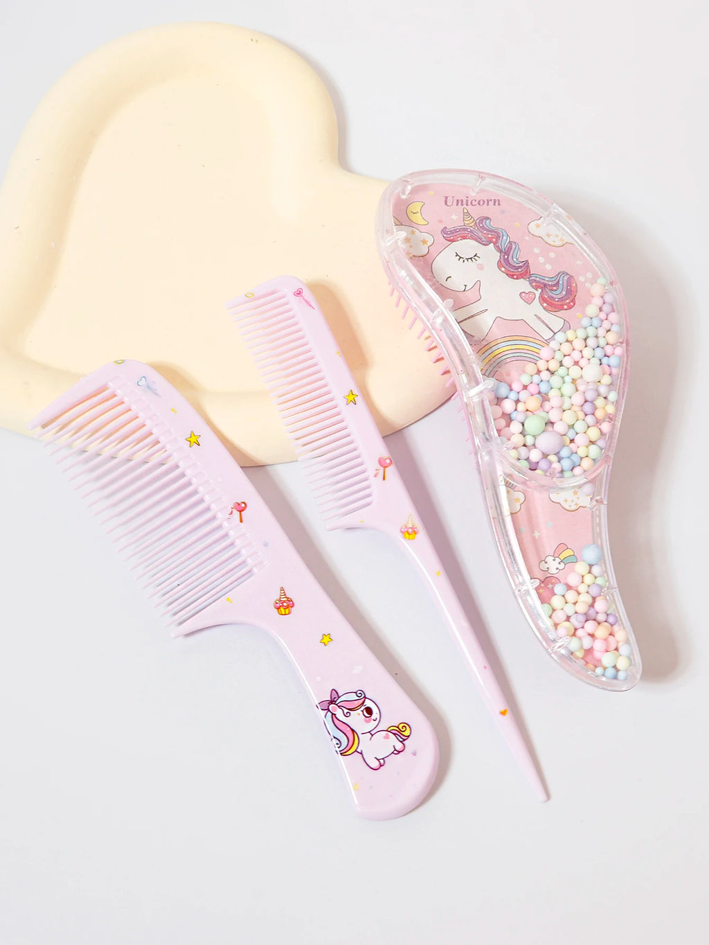 3pcs cartoon comb set, wet and dry dual-use, hair styling, suitable for any hair texture, gift set, special for real hair wigs - Sun Studio