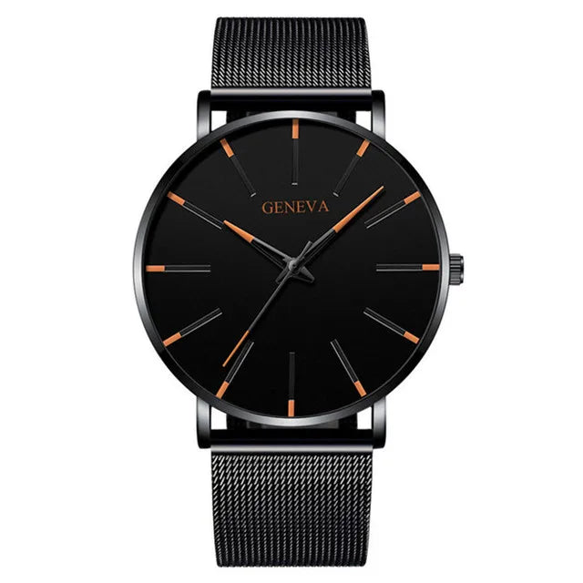 Minimalist Mens Fashion Ultra Thin Watches Simple Men Business Mesh Belt Quartz Wrist Watch Relogio Masculino - Sun Studio