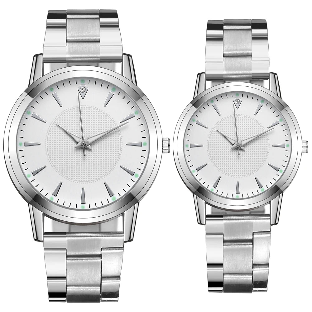 2PCS Couple's Watches Men Business Watch Fashion Analog Women Quartz Watch (Without Box) - Sun Studio