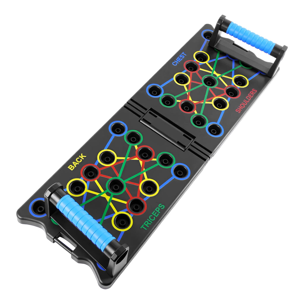 Foldable Push Up Board with Resistance Bands, 24-In-1 Multifunctional Press Up Board for Men Women, for Effectively Exercise - Sun Studio