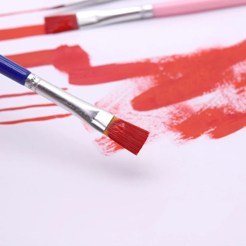 30pcs Pink Flat Painting Brushes for Kids Nylon Hair Plastic Handle for Detail Fine Art Acrylic Watercolor Nail Oil Painting - Sun Studio