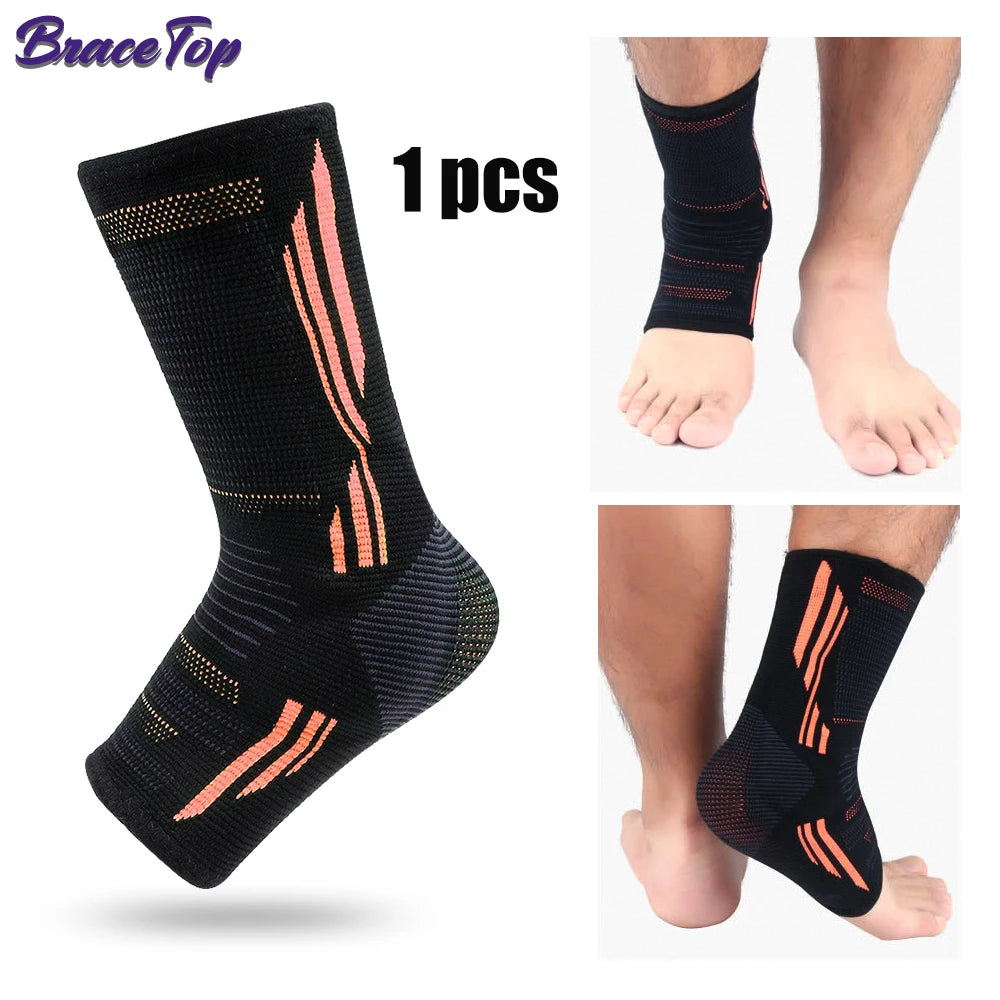 BraceTop 1 PC Compression Sports Ankle Brace with Silicone Padded Protect Heel Ankle Support Basketball Football Ankle Protector - Sun Studio