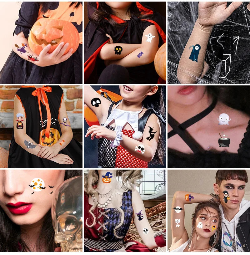 Halloween Party Tattoo Stickers Luminous Stickers Temporary Waterproof Stickers for Face Body Tattoo Boys Halloween Party Decors - Sun Studio