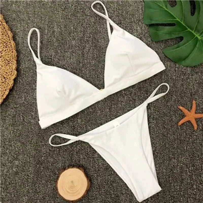 Fashion Solid Bikini Set Swimwear Women Split Triangle Micro Bikini  Brazilian Swimsuit 2026 New Beach Two Pieces Bathing Suit - Sun Studio