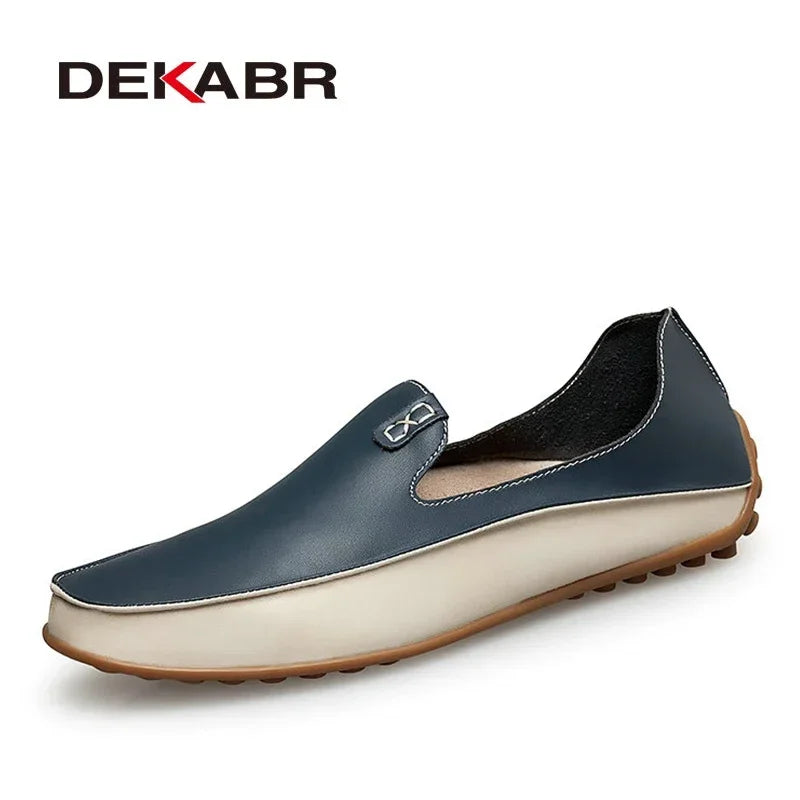 DEKABR Men Casual Flats Fashion Genuine Leather Soft Moccasins Brand Loafers High Quality Breathable Men Shoes Plus Size 36-47 - Sun Studio