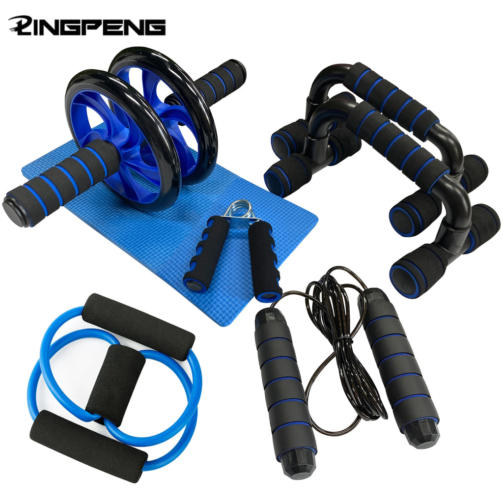 Abdominal Wheel Set Grip Push-up Bracket Abdominal Wheel Skipping Rope Combination Set Home Sports Fitness Workout Equipments - Sun Studio