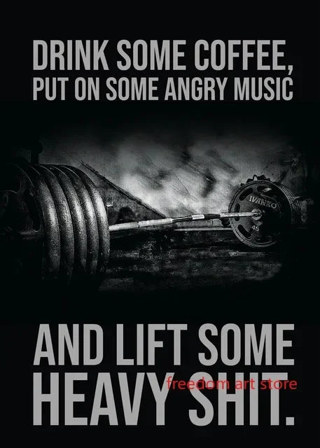 Gym Motivation Muscle Man Bodybuilding Fitness Strength Barbell Art Poster Canvas Painting  Wall Print Picture for Home Gym Deco - Sun Studio