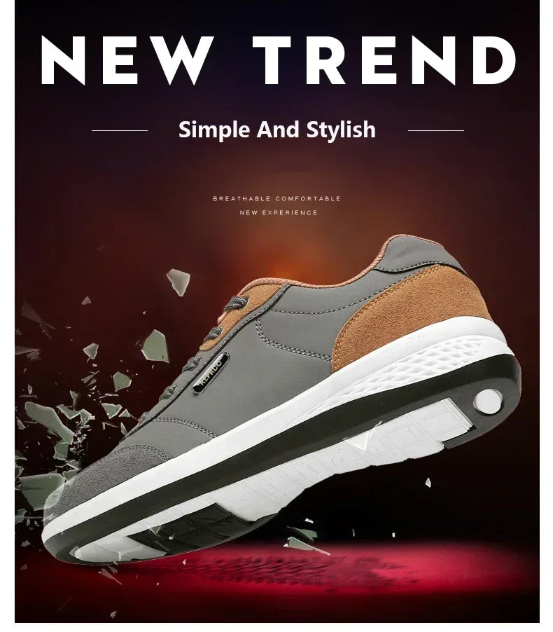 Leather Men Shoes Sneakers Trend Casual Shoe Comfortable Breathable Leisure Male Sneakers Non-slip Footwear Men Sports Shoes - Sun Studio