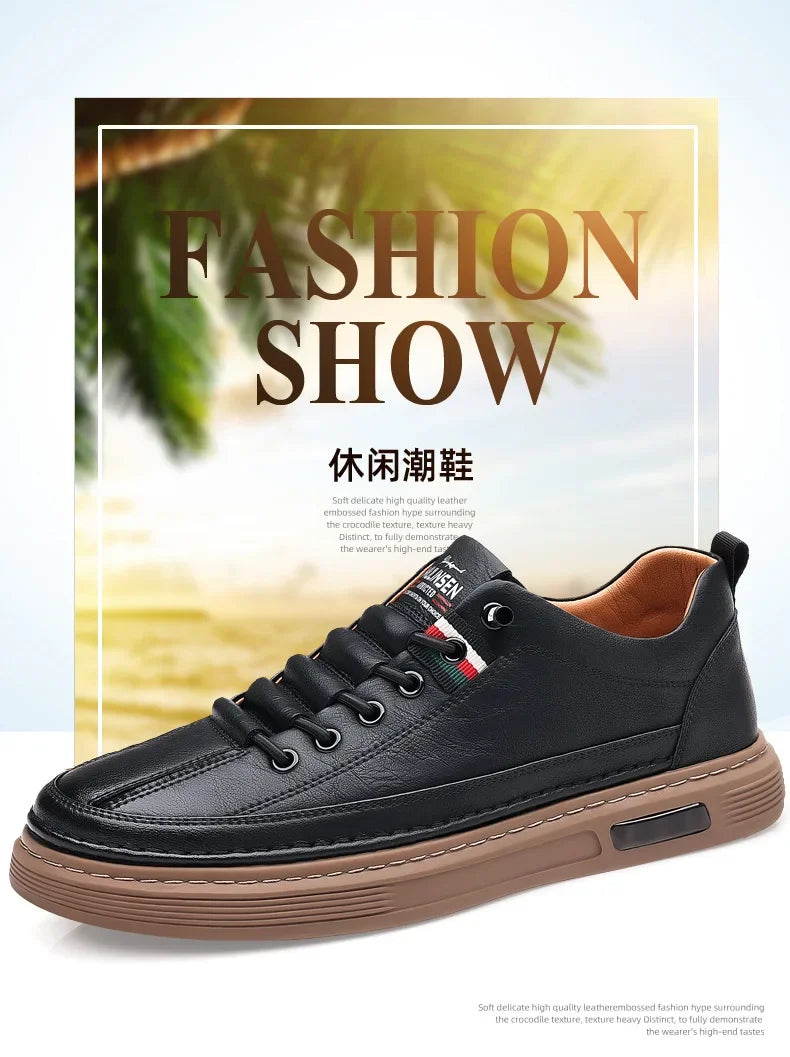 New Leather Shoes for Men Non-slip Sports Fashion Comfortable Sneakers Male Flat Slip-on Casual Brand Men's Casual - Sun Studio