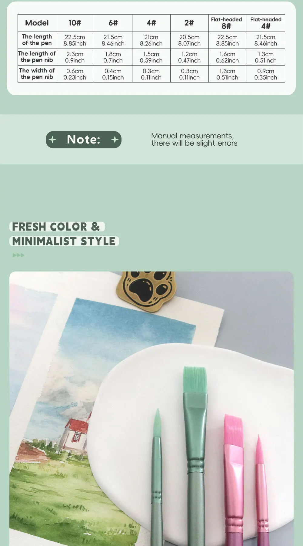 SeamiArt 4/6 Pcs. Different Colors Different Shapes Nylon Hair Painting Brush Set For Gouache Watercolor Oil Acrylic - Sun Studio