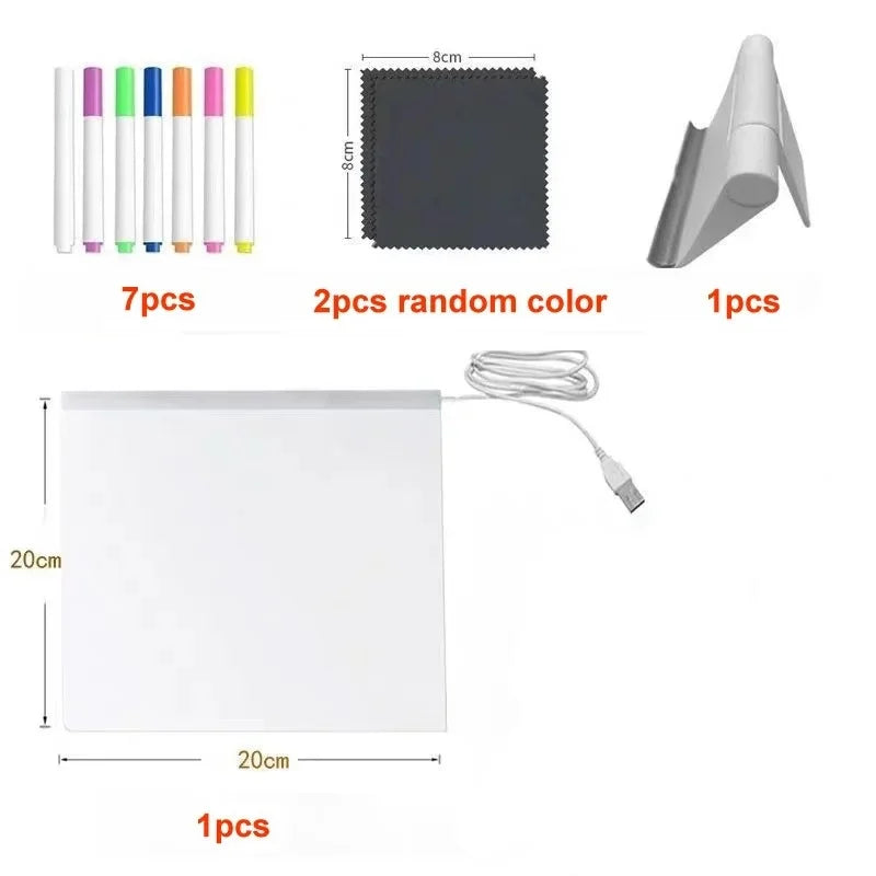 Magic Glow Kids Drawing Board: Reusable LCD Tablet with Night Light LED Note Board Erasable Light-Up Doodle Pad - Sun Studio