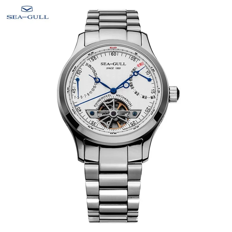Sea-Gull Mechanical Men's Watch Hollow Flywheel Automatic Watch Multifunction 316L Stainless Steel Calendar Brand Watches M160S - Sun Studio