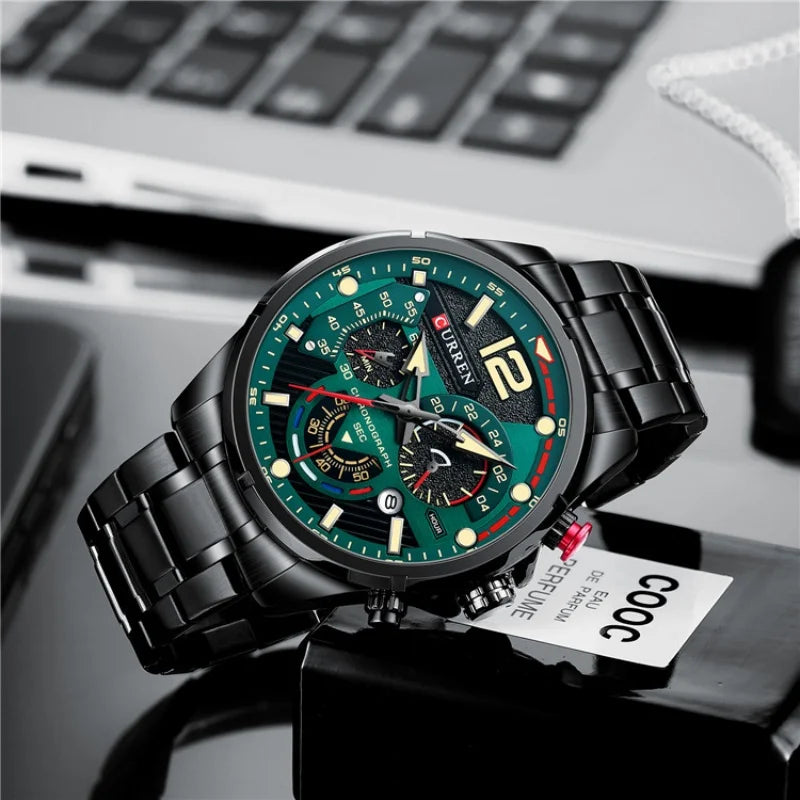 CURREN 8395 Men's Minimalist Large Dial Watch, Water-resistant Calendar Six-hand Multifunctional Quartz Watch - Sun Studio