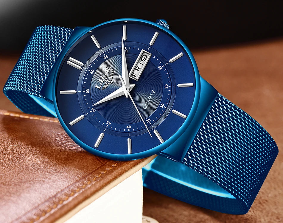 LIGE 2024 Luxury Men Watches Waterproof Ultra Thin Date Clock Male Steel Strap Casual Quartz Watch Men Sports Wrist Watch Man - Sun Studio