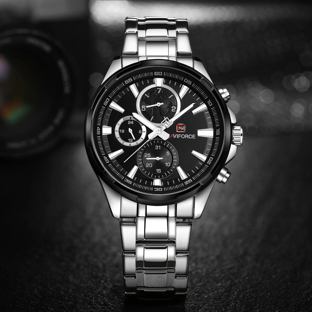 NAVIFORCE Classic Casual Business Male Watches Stainless Steel Waterproof Wristwatch Quartz Date Display Clock Relogio Masculino - Sun Studio