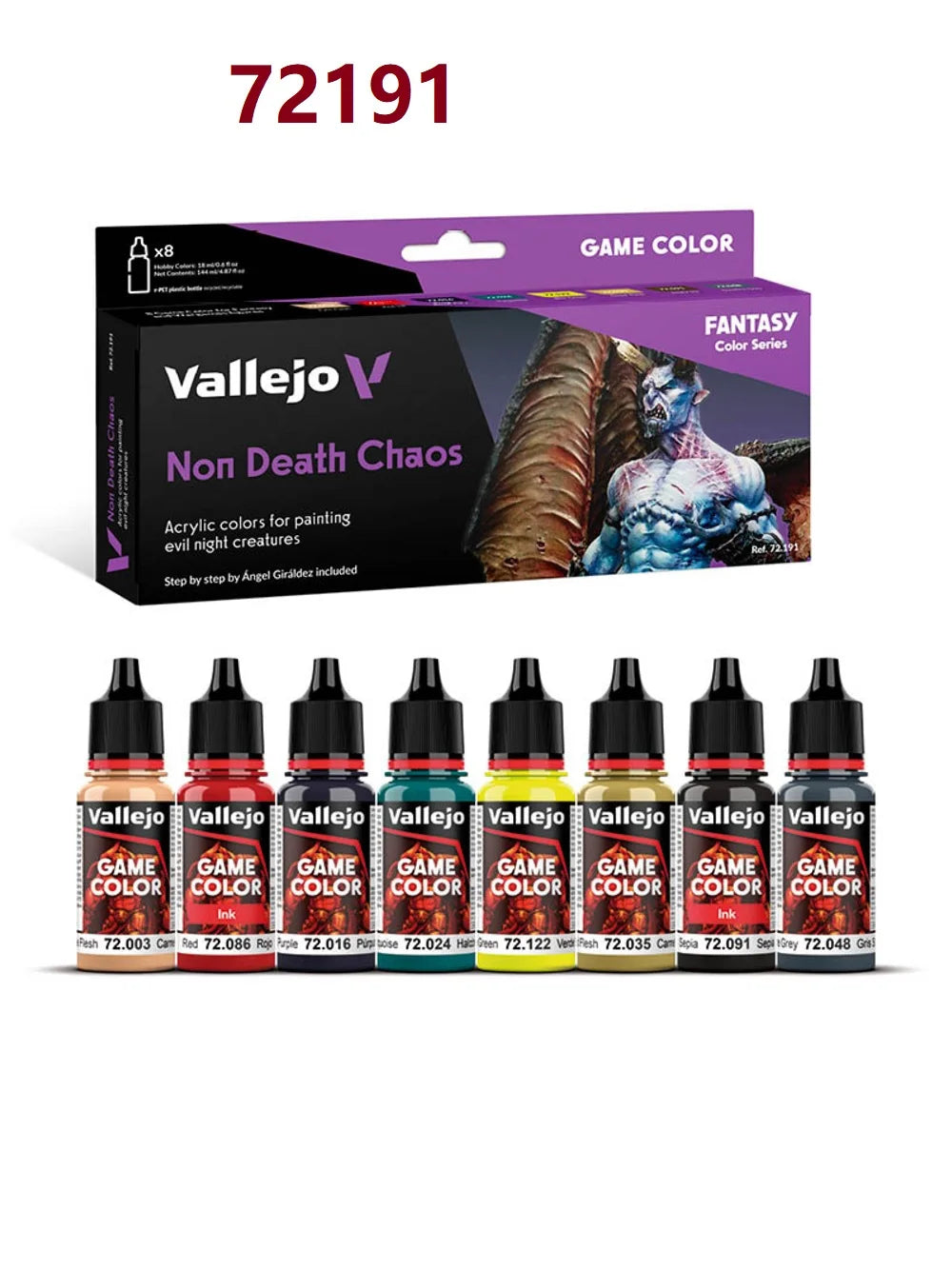 Spani AV vallejo model environmentally friendly water-based Acrylic painti set 8 * 17ml non metallic/game color wash acrylic set - Sun Studio