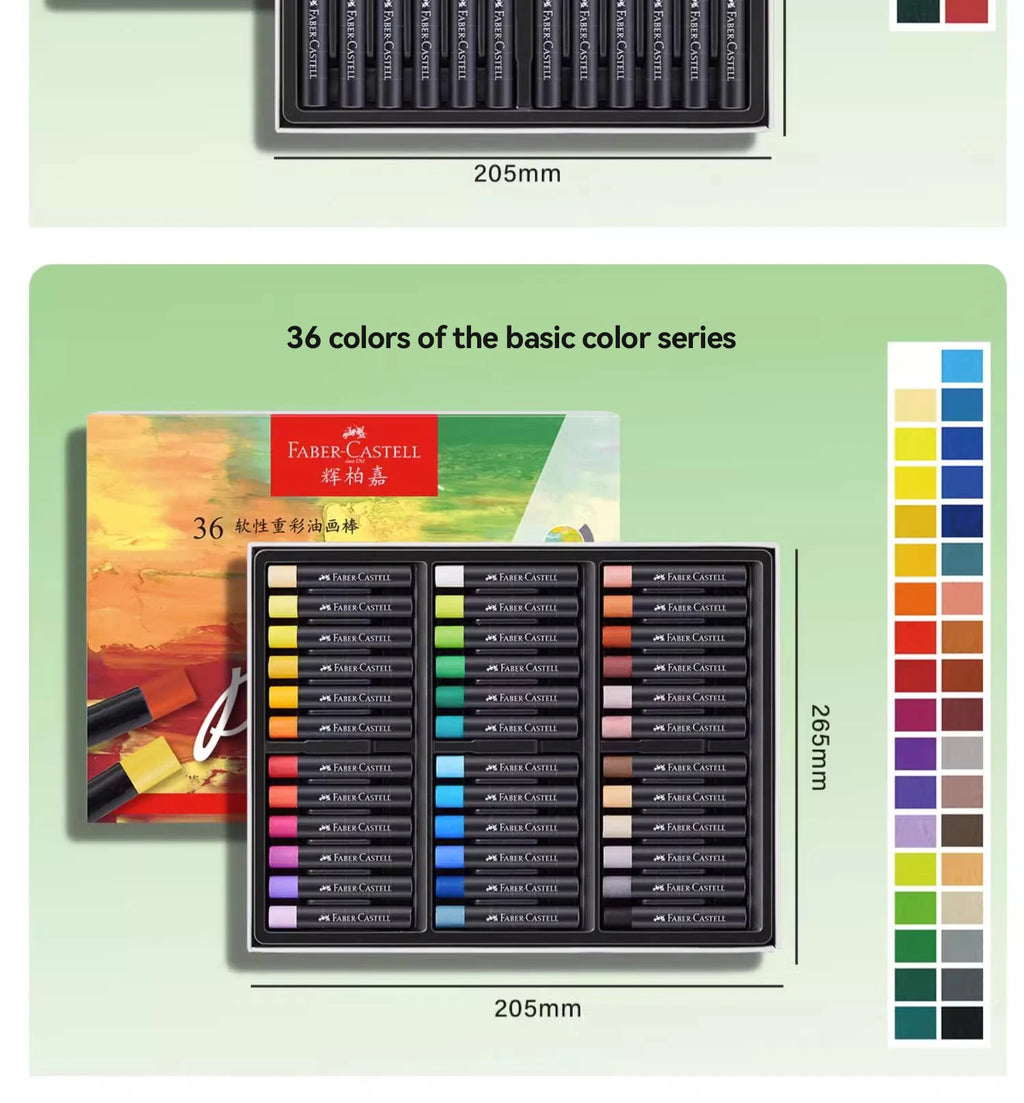 Faber-Castell Soft Oil Pastel Set 24/36/48 Vibrant Colors Creamy Texture Bullet Head Chalk for Artist Painting Drawing Beginners - Sun Studio