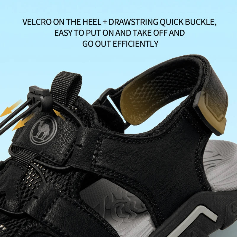 GOLDEN CAMEL Outdoor Men's Sandals Shock-absorbing Foam Brake Casual Shoes Slippers Beach Shoes for Hiking Fishing Breathable - Sun Studio