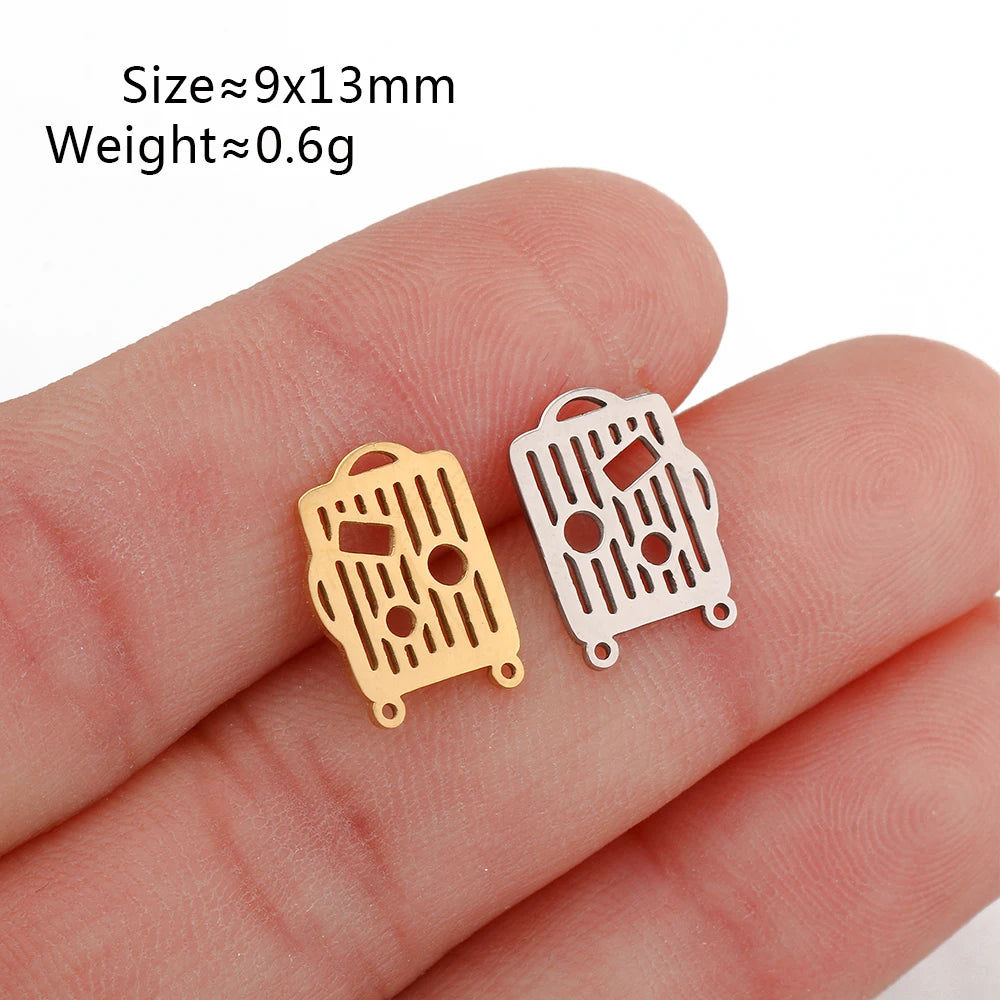 5Pcs Summer Hat/Lip Kiss/Swimsuit/Airplane Travel Charm  Stainless Steel Jewelry Making Craft DIY Bracelets Necklace Accessories - Sun Studio