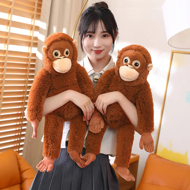 Cartoon Punch Monkey Plush Doll Brown Chimpanze Mom And Black Monkey Baby Together Animal Stuffed Doll Home Decor Gift For Kids - Sun Studio
