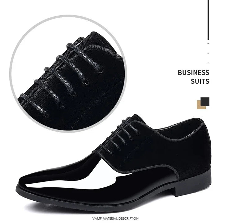 New Oxford Men's Pointed Toe Dress  Luxury Lacquer Wedding Shoes Classic Derby Shoes 2023 Leather Shoes Size 38-50 - Sun Studio