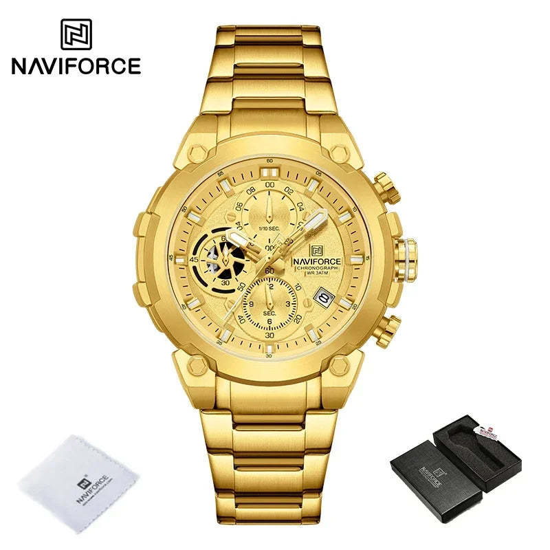 NAVIFORCE Herren Uhren Top Luxus Original Quarz Armbanduhr für Männer Chronograph Kalender Wasserdicht Herren Uhr Relojes Hombre