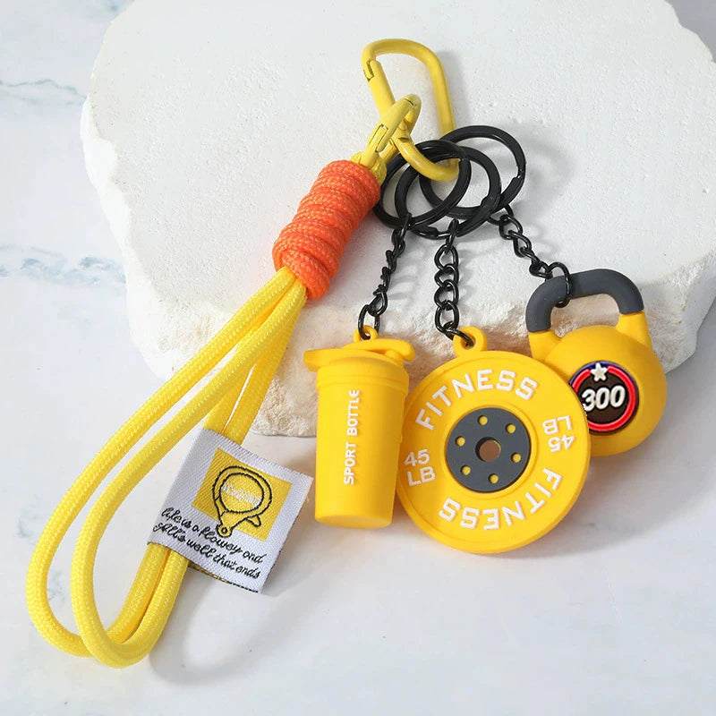 Fitness Keychain Gym Lovers Fitness Enthusiast Gift Barbell Dumbbell Keychain Fitness Bag backpack Charms - Sun Studio