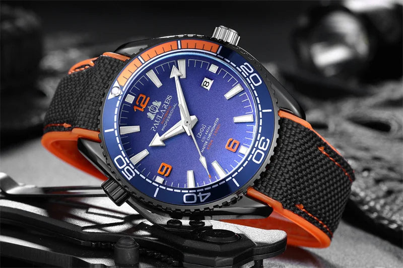 Luxury Automatic Mens Watch High Quality Mechanical Self Wind Movement Rubber Strap Waterproof Luminous Calendar Mens Watches - Sun Studio