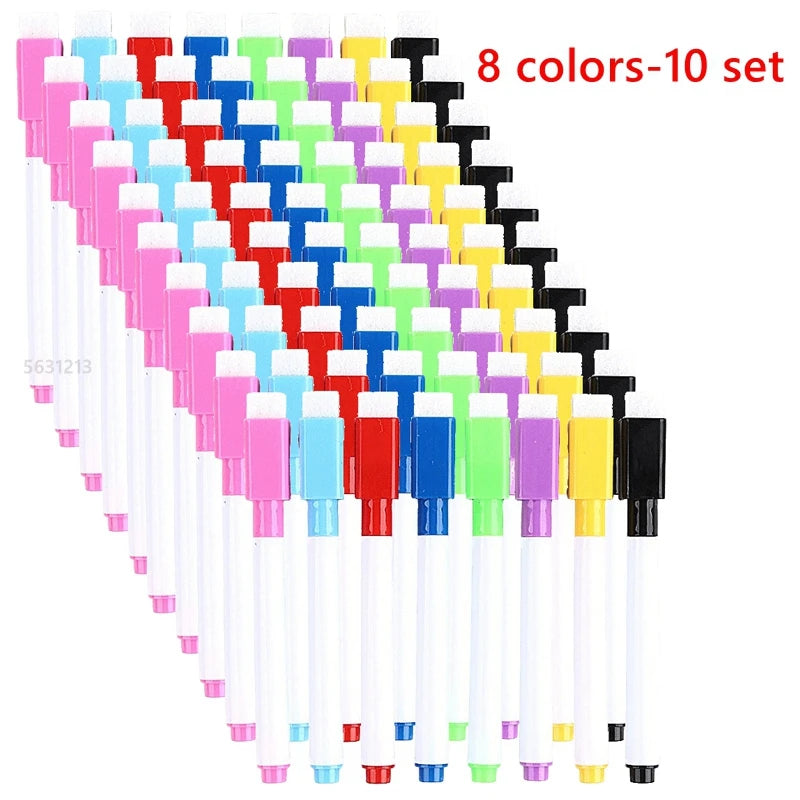 100/5Stk Trocken abwischbare Whiteboard Marker Set, Waschbare Stifte mit Magnetradierer für Büro-Whiteboards & Kunstbedarf