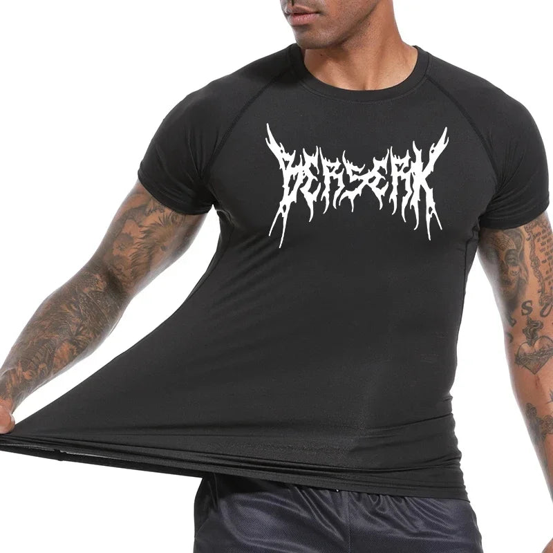 Gym Workout Rash Guard for Men Athletic Quick Dry Compression Shirts Berserk Print Tshirts Tees Tops Undershirts Baselayers - Sun Studio