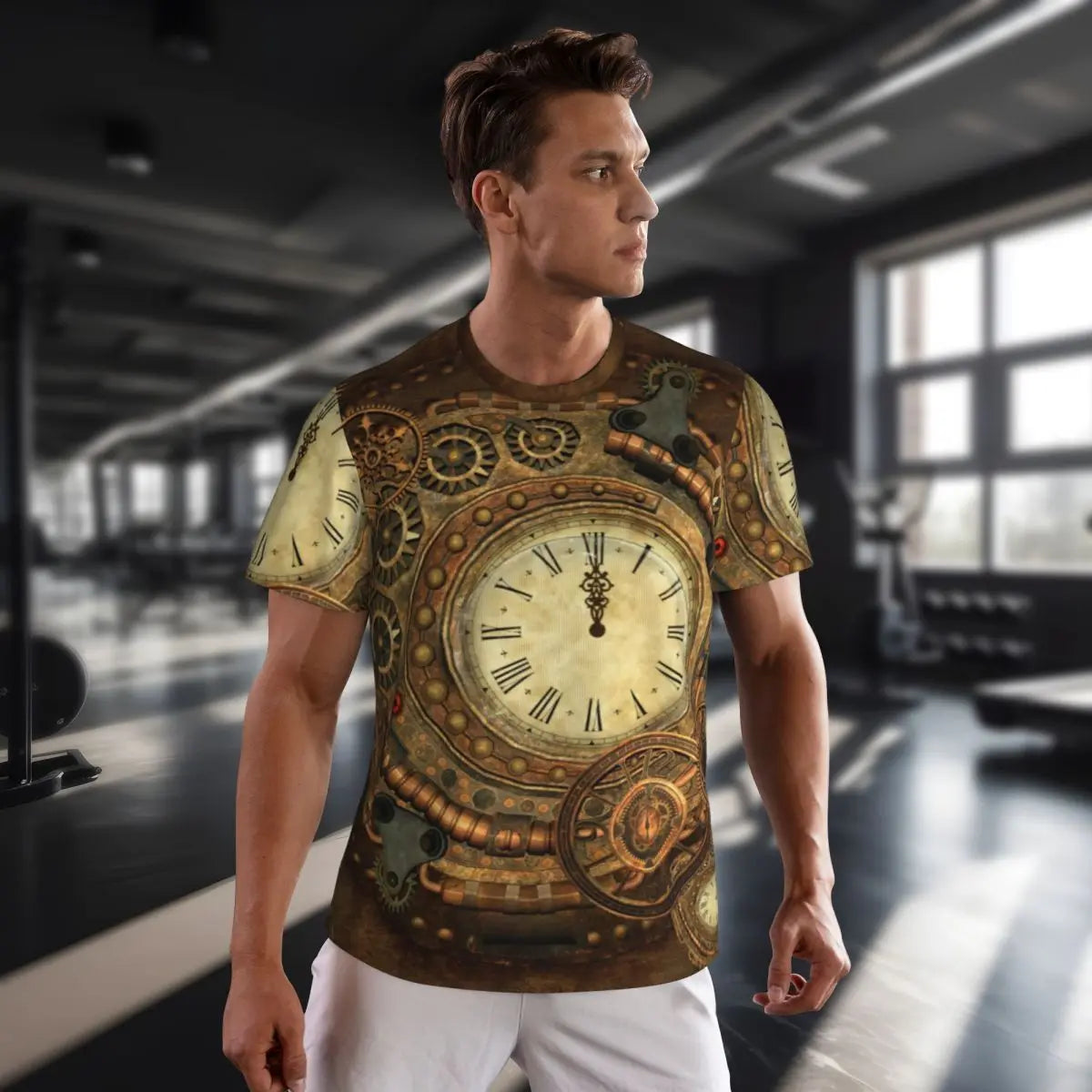 Gym T Shirt For Men Steampunk Design T-Shirts Fashion Wonderful Clockwork Vintage Summer Tees O Neck Streetwear Design Tops - Sun Studio