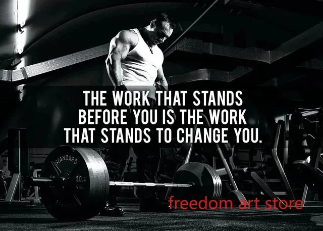 Gym Motivation Muskelmann Bodybuilding Fitness Stärke Hantel Kunstposter Leinwanddruck Bild für Heimfitness Dekor