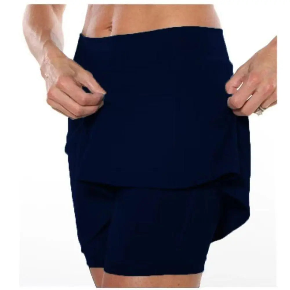 Fitness Sports Skirt Shorts High Waist Breathable Running Tennis Golf Shorts with Pockets Casual Slim Knee-Length Bottoms - Sun Studio
