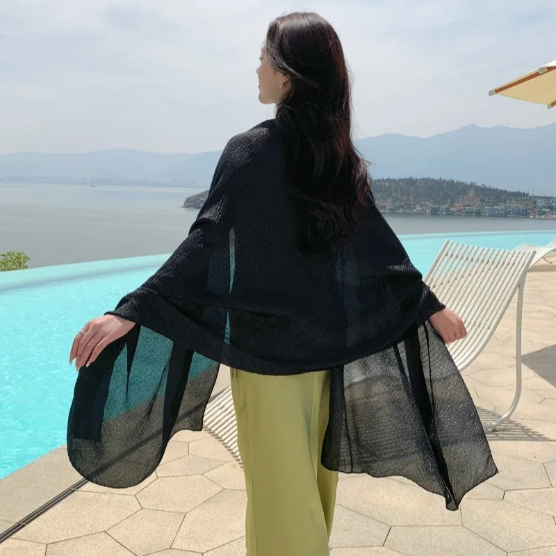 NEW 9Pure Colors Wrinkles 70x170cm Travel Beach Scarve Bikini Shawl Sarong Wrap Scarf Women Brazilian Swimsuit Bathing Cover-ups - Sun Studio
