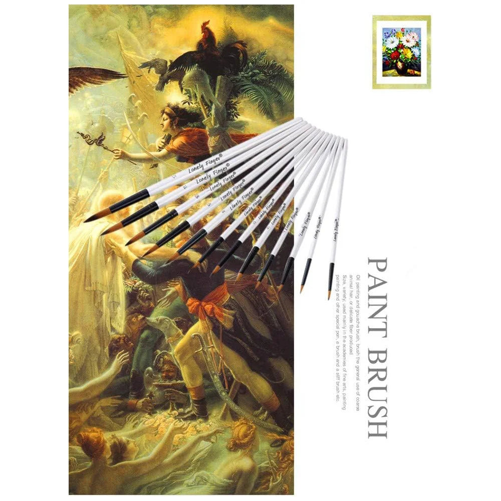 12/48 PCS Round Paint Artist Brushes Set for Acrylic Watercolor Oil Painting, Crafts, Canvas, Rock, Miniature Model Fine Detail - Sun Studio