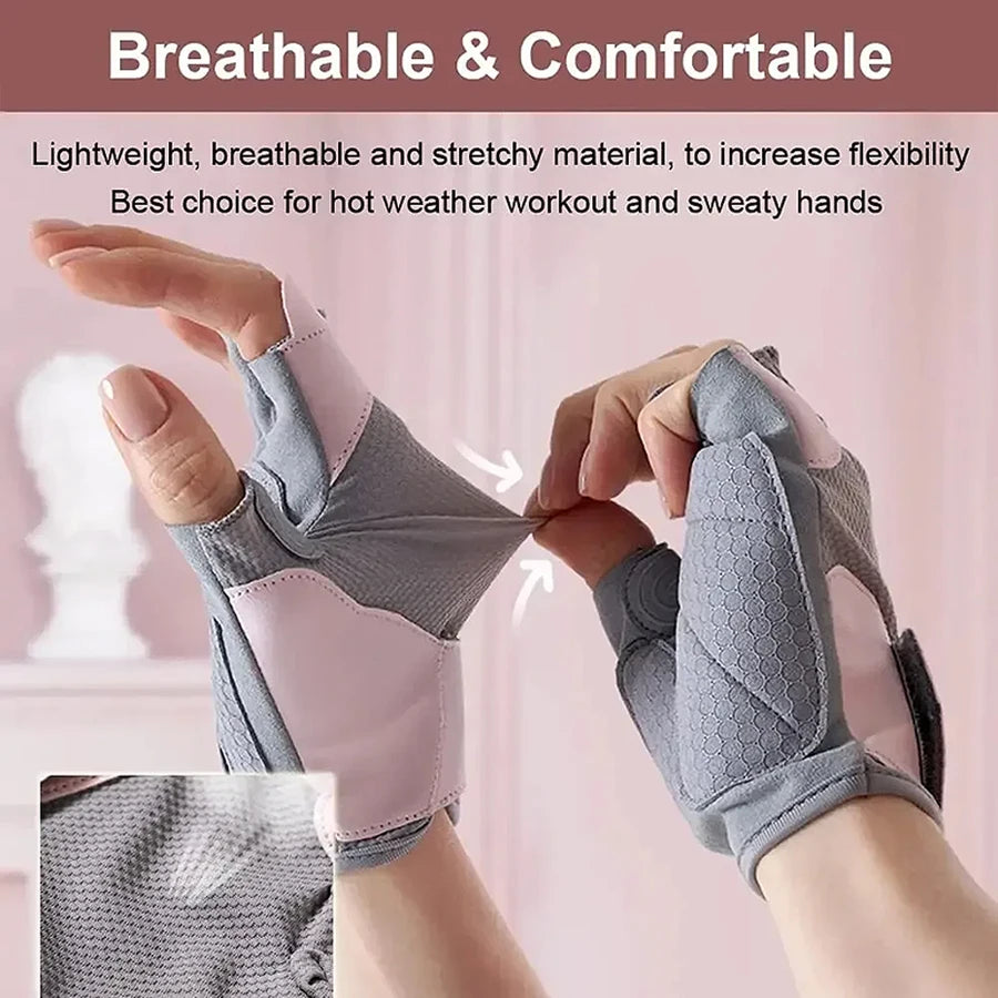 Fitness gloves - anti-slip, anti-curl, semi-fingered wrist guards for bar exercises, sports, cycling, yoga, outdoor activities. - Sun Studio
