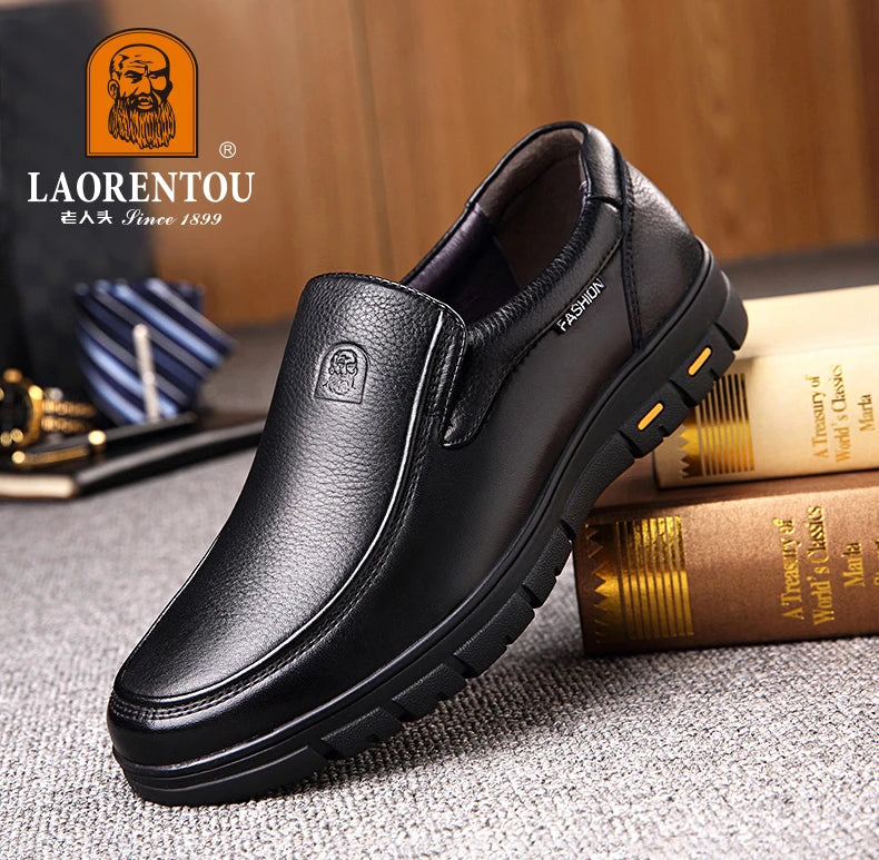 LAORENTOU genuine leather thick soled casual leather shoes for middle-aged and elderly fathers, oversized business shoes 66736 - Sun Studio