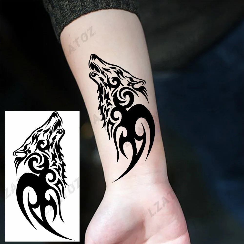 Einzigartige dreieckige Ozeanwelle Temporäre Tattoos für Männer Frauen realistische Tiger Löwe Fake Tattoo Aufkleber Spruch Transfer Kunst Tattoos