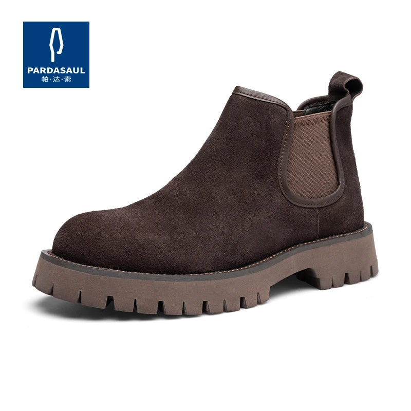 Chelsea boots, short boots, men's boots, breathable men's shoes, versatile and trendy high top leather boots 231146 - Sun Studio