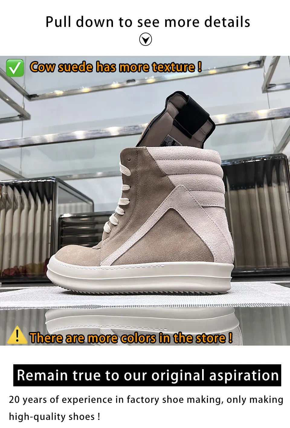 Ro Shoes Men Leather 2025 New Earthy Grey Cow Suede Lace Up Zipper Thick Sole Luxury Geo Women Street Hip-hop Casual Flat Boots - Sun Studio