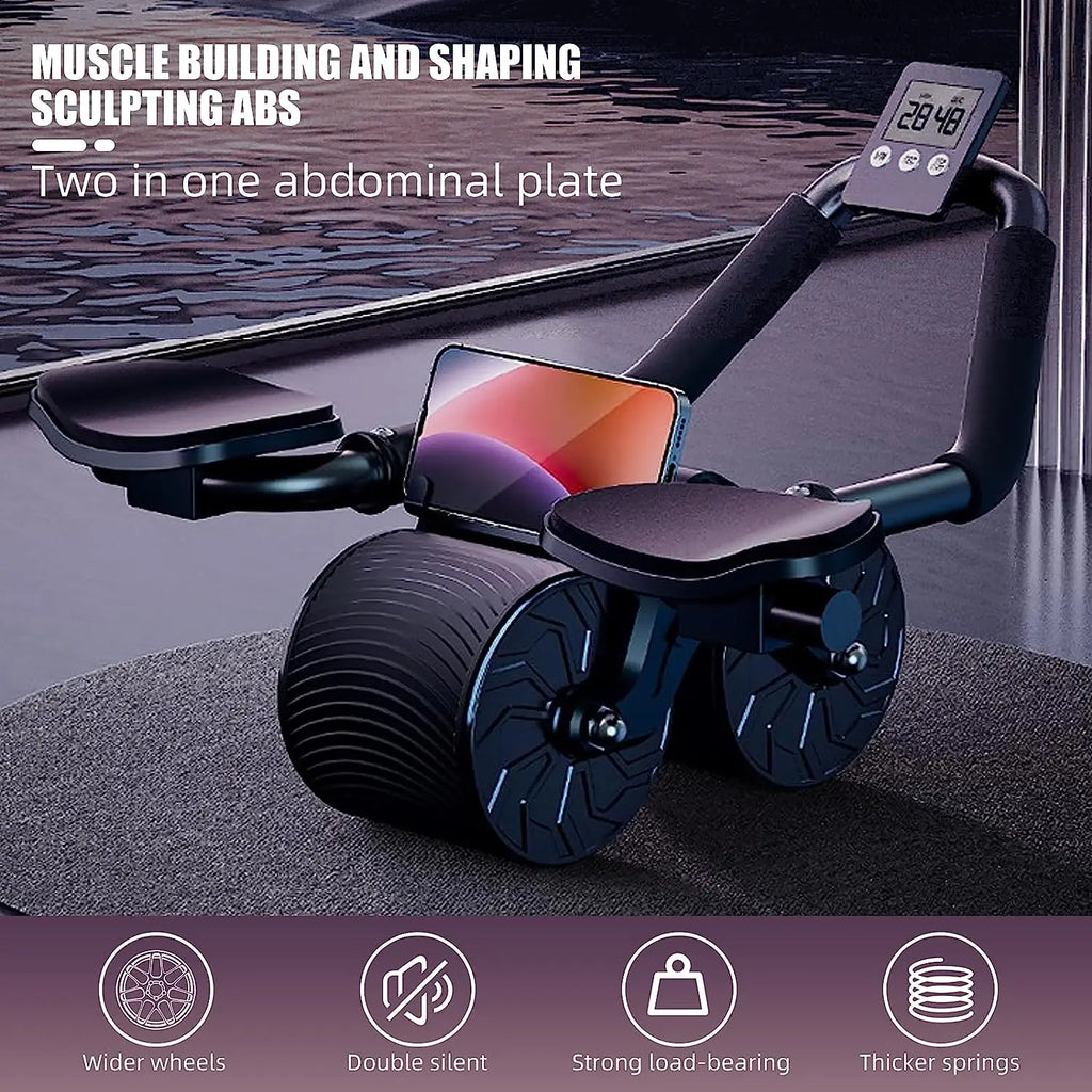 Elbow Support Automatic Rebound Abdominal Wheel Core Muscle Ab Trainer with Counter Display Fitness Exercise Roller Wheel - Sun Studio
