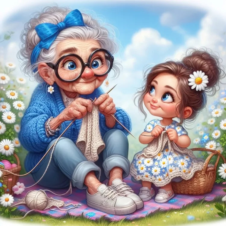Feenstaub AB Cartoon Opa und Oma 5D DIY Diamantmalerei Kreuzstich Kunst Mosaik Vollstickerei Wohnkultur Geschenk für Kinder