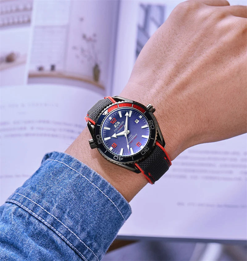 Luxury Automatic Mens Watch High Quality Mechanical Self Wind Movement Rubber Strap Waterproof Luminous Calendar Mens Watches - Sun Studio