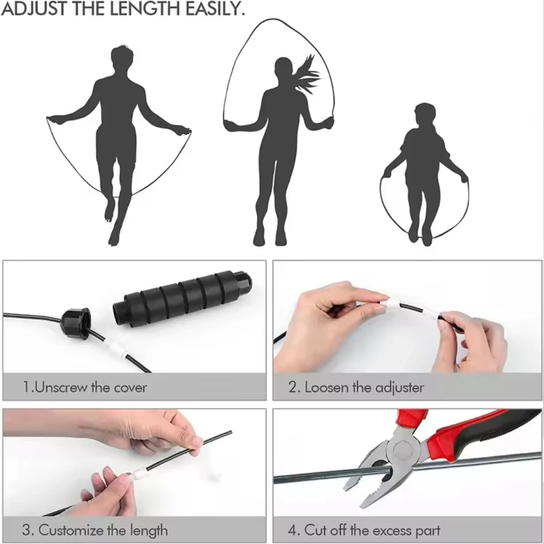 Jump Rope, Tangle-Free Rapid Speed Jumping Rope Cable with Ball Bearings for Women, Men, and Kids, Adjustable Steel Jump Rope - Sun Studio