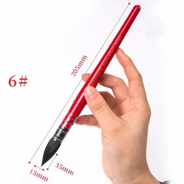 Squirrel Hair Watercolor Brush, Artist Painting Brush Red Pointed Painting Brush Children's Painting Supplies Watercolor Brush - Sun Studio