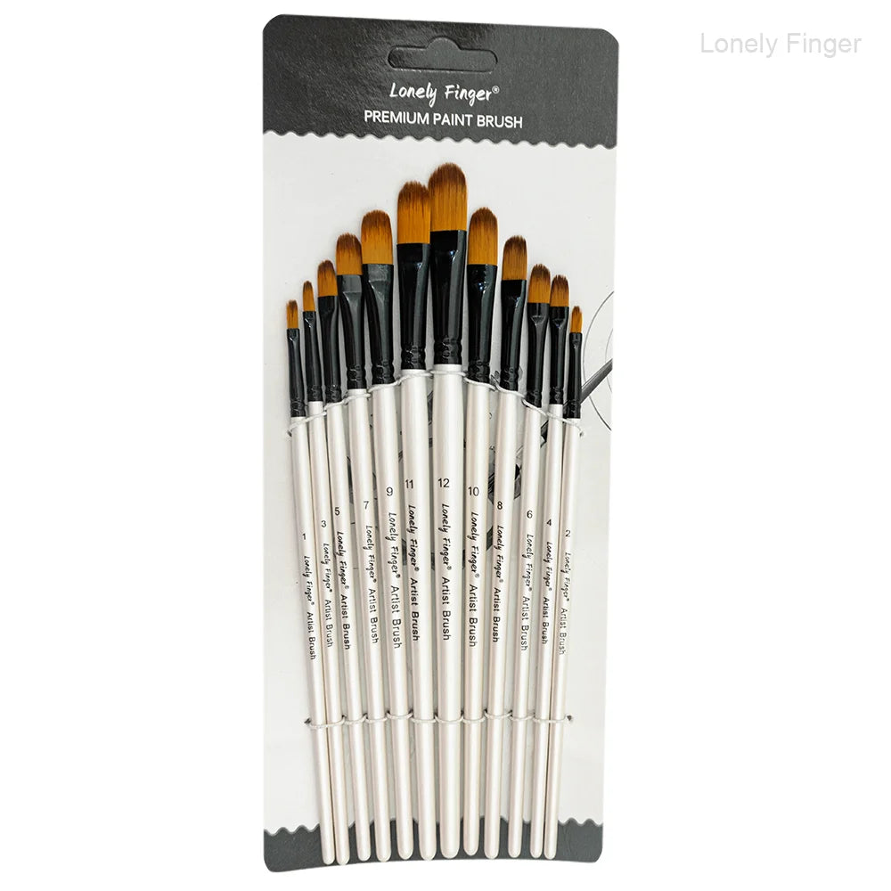 12/48pcs Professional Artist Paint Brush Set Include Round Filbert Flat Angle Fine Detail Brushes Premium Nylon Brush for Paint - Sun Studio