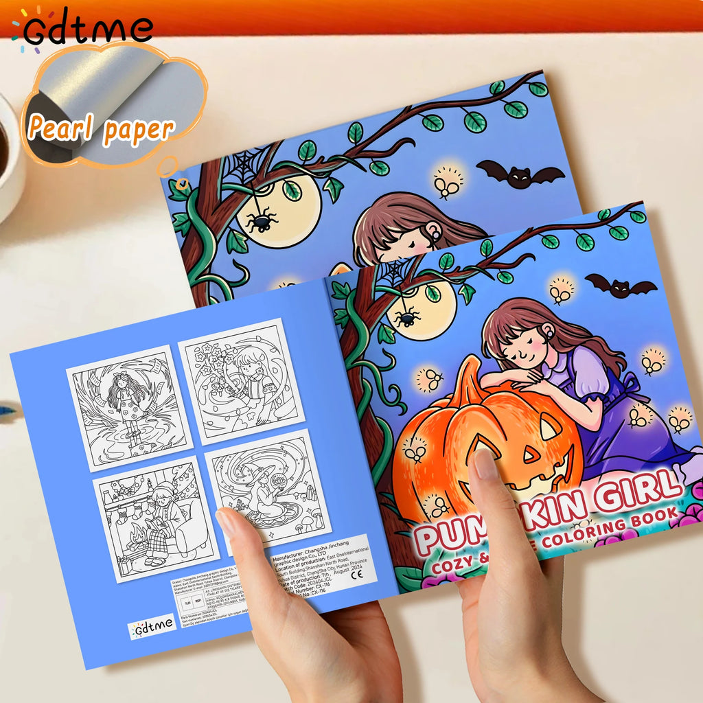PUMPKIN GIRL Coloring Book for Adults Featuring 24Page Cute Cozy Daily Activities for Relaxation Kids DIY Painting Drawing Books - Sun Studio
